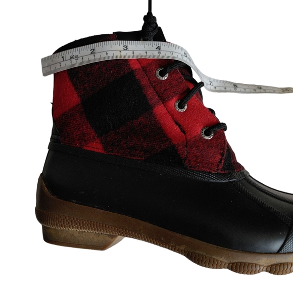 Sperry Size 6 Waterproof Wool Blend Buffalo Check Plaid Zip Laceup Duck Boots - Picture 8 of 13